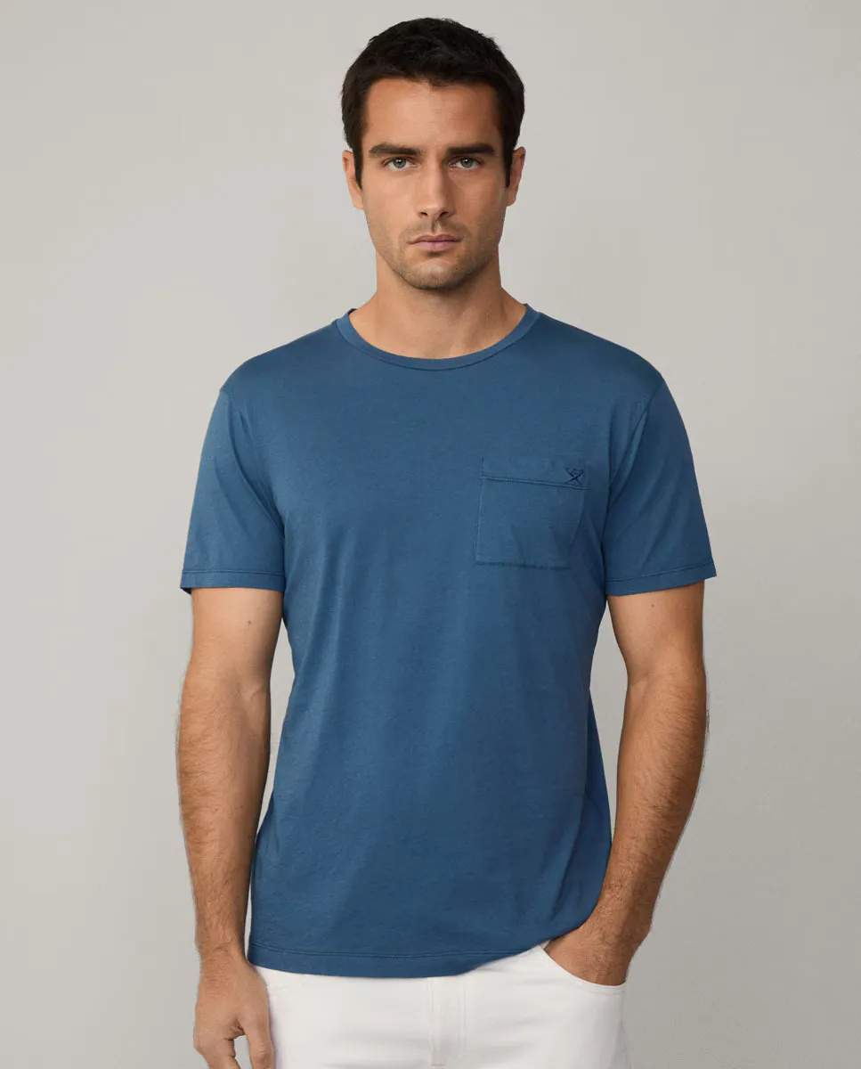 

Футболка мужская, окрашенная в готовом виде, с карманом классического покроя, большие размеры Hackett, темно-синий