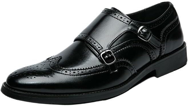 

Мужские кожаные туфли, повседневные деловые оксфорды, монки с пряжками, для вождения, комфорта, прогулок, вечеринок, свадеб Zestrelax, черный