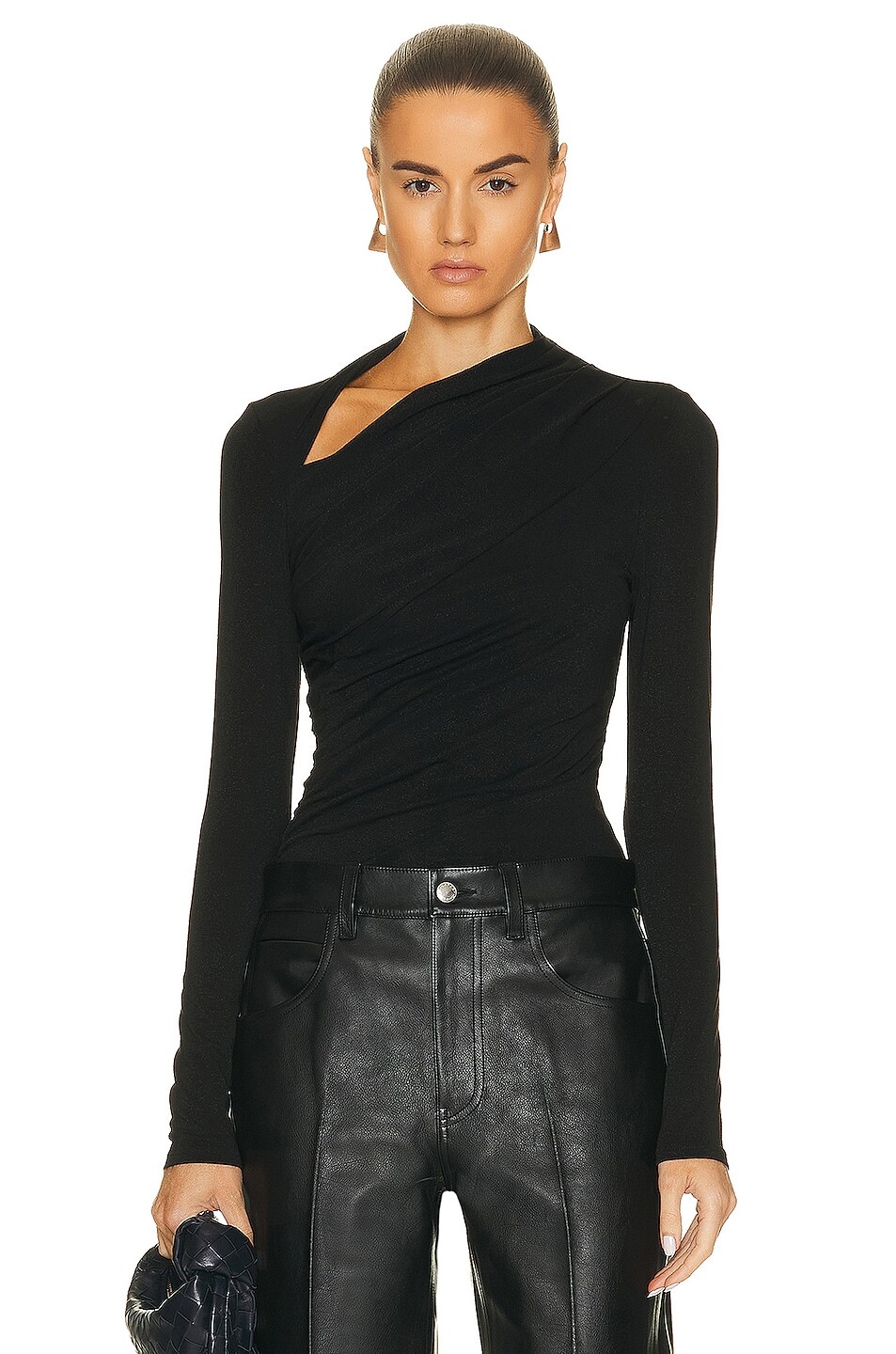 

Топ Enza Costa Lurex Jersey Long Sleeve Slash, черный
