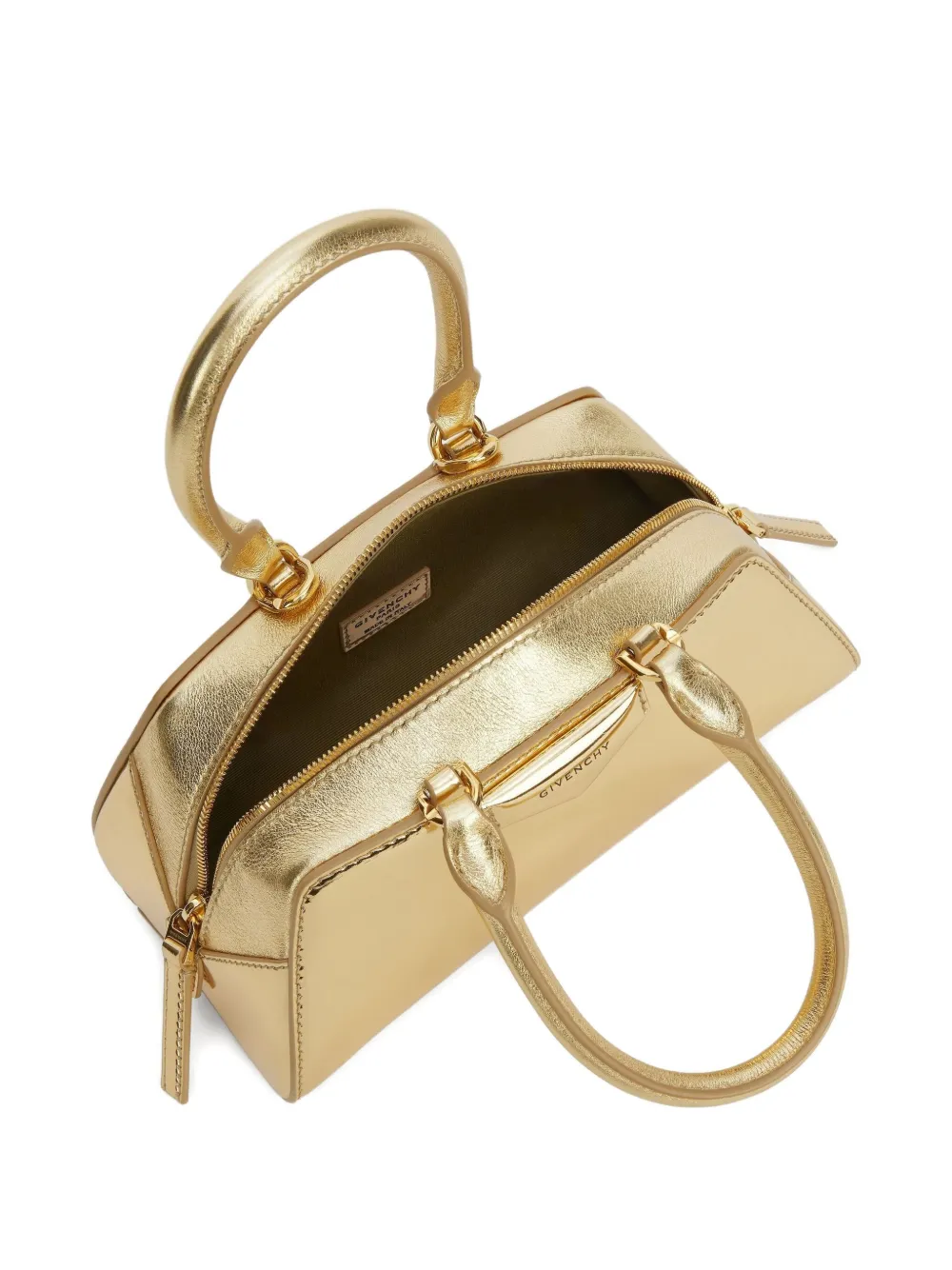 Мини-сумка-тоут Antigona East-West с металлическим покрытием Givenchy, золотой — фото 3
