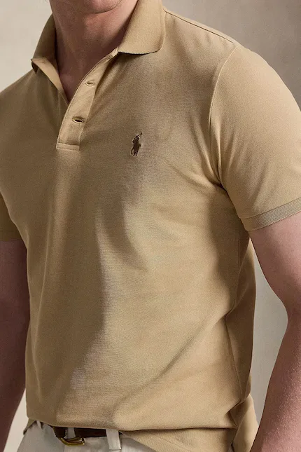 Поло из эластичного хлопка Polo Ralph Lauren, бежевый — фото 4