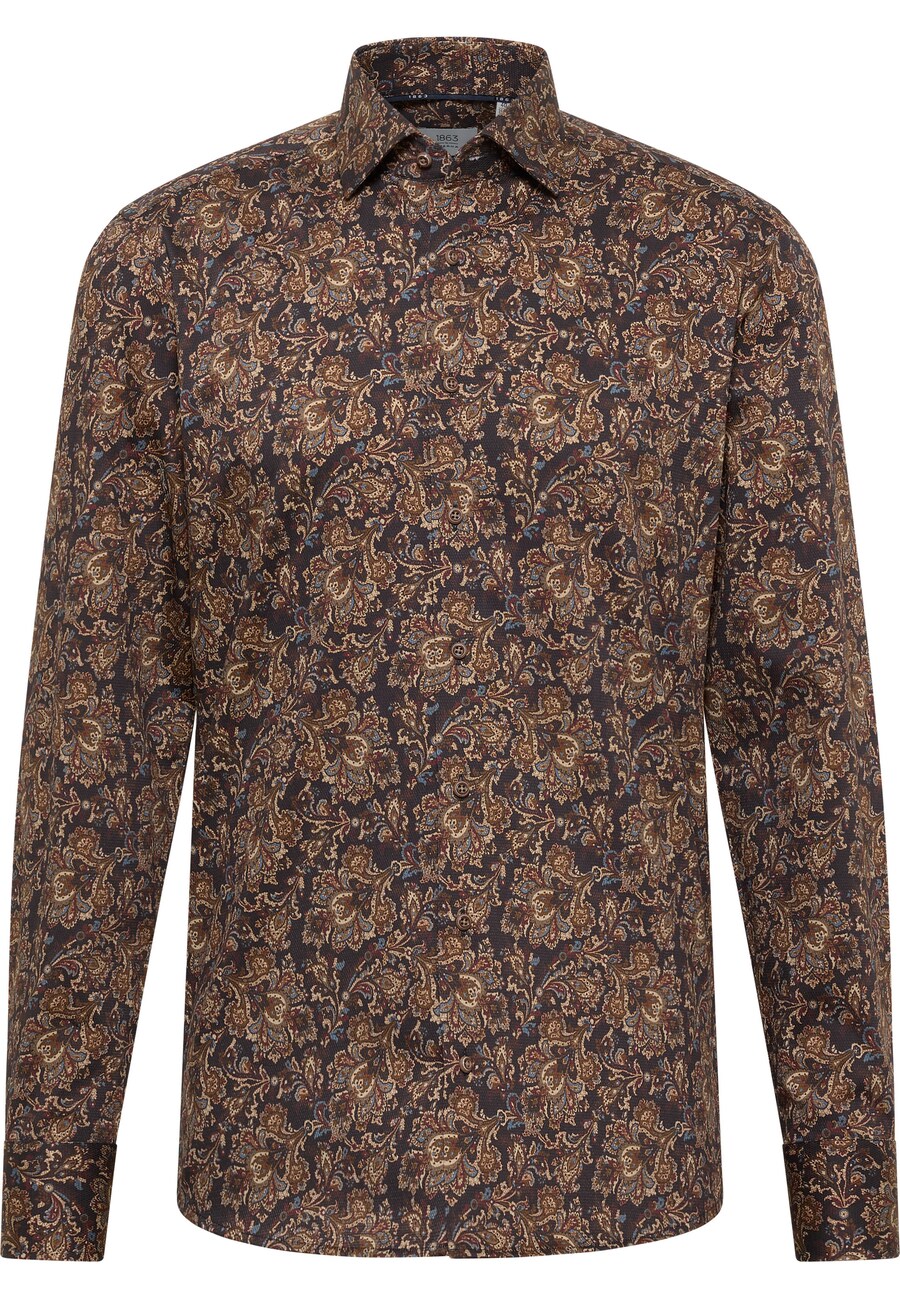 

Рубашка делового кроя Slim Fit ETERNA, коричневый/темно-коричневый