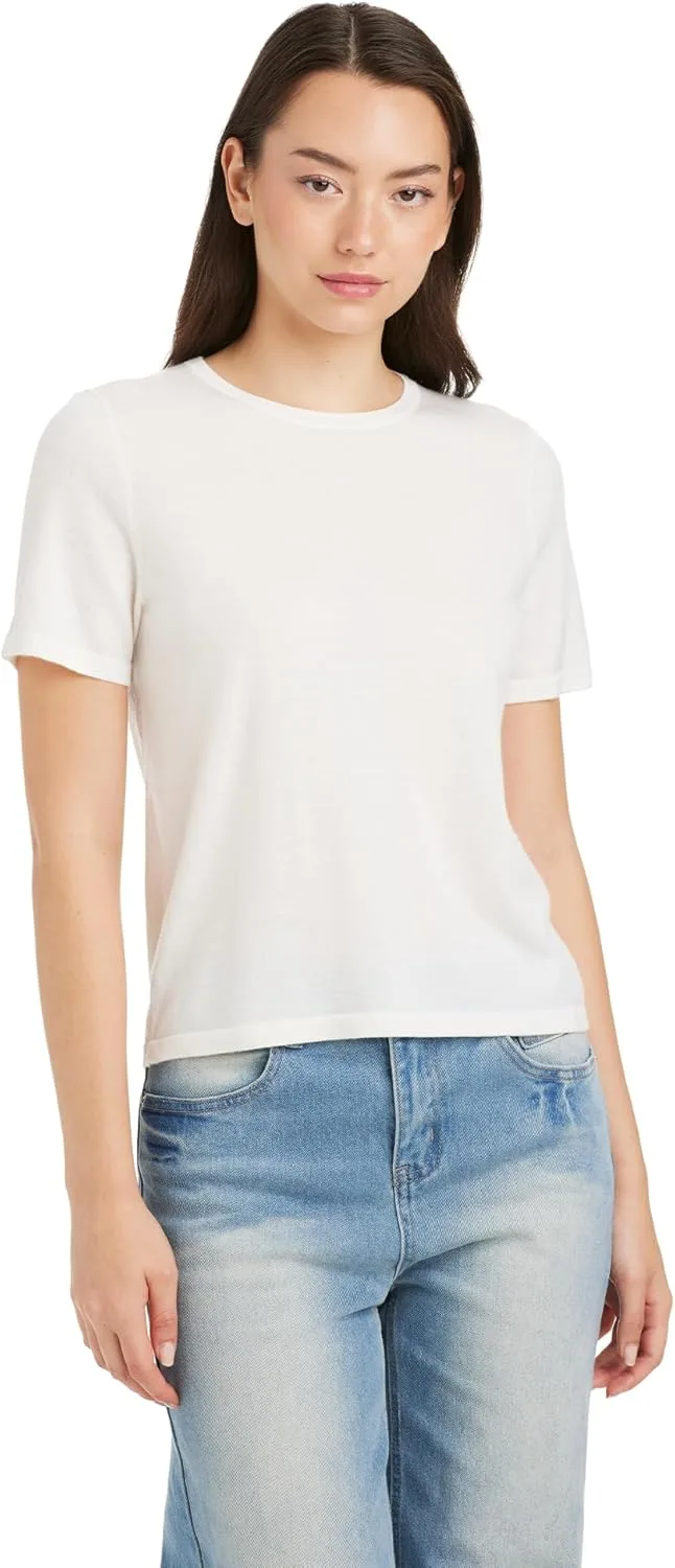 

Женская футболка с коротким рукавом — смесь шерсти и кашемира, легкий круглый вырез Solova Move