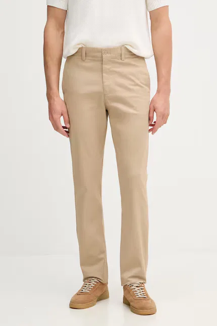 Брюки из хлопка с эластаном regular fit Lacoste, бежевый