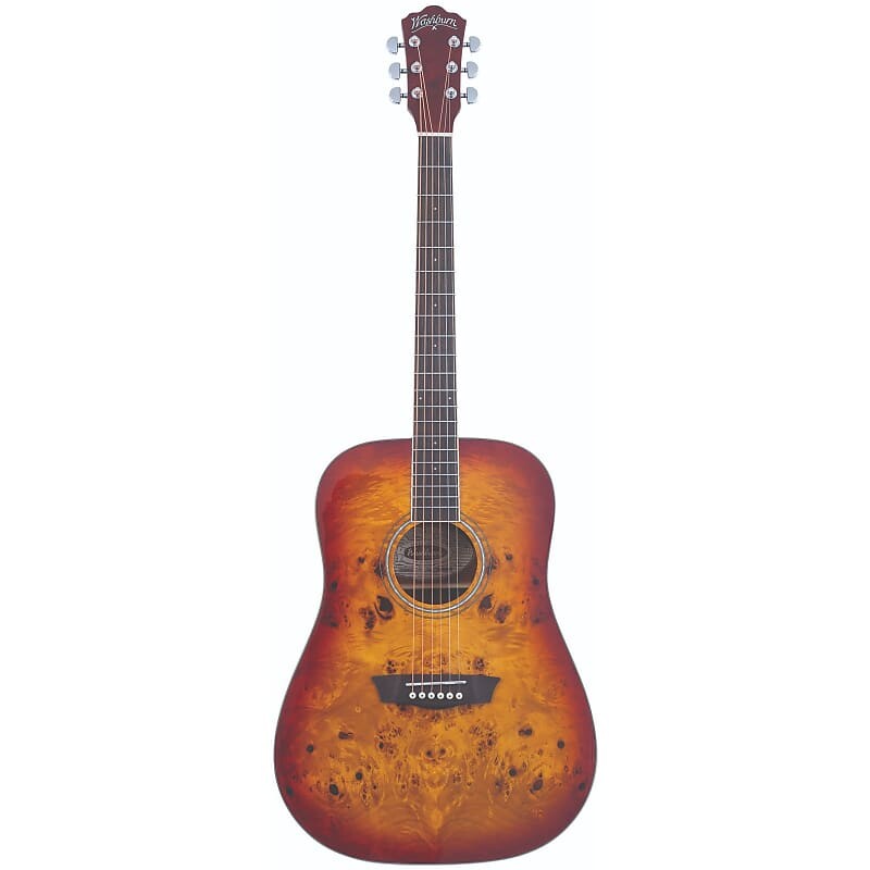 

Акустическая гитара Washburn DFBDA Deep Forest Burl Dreadnought Acoustic Guitar, Amber Fade