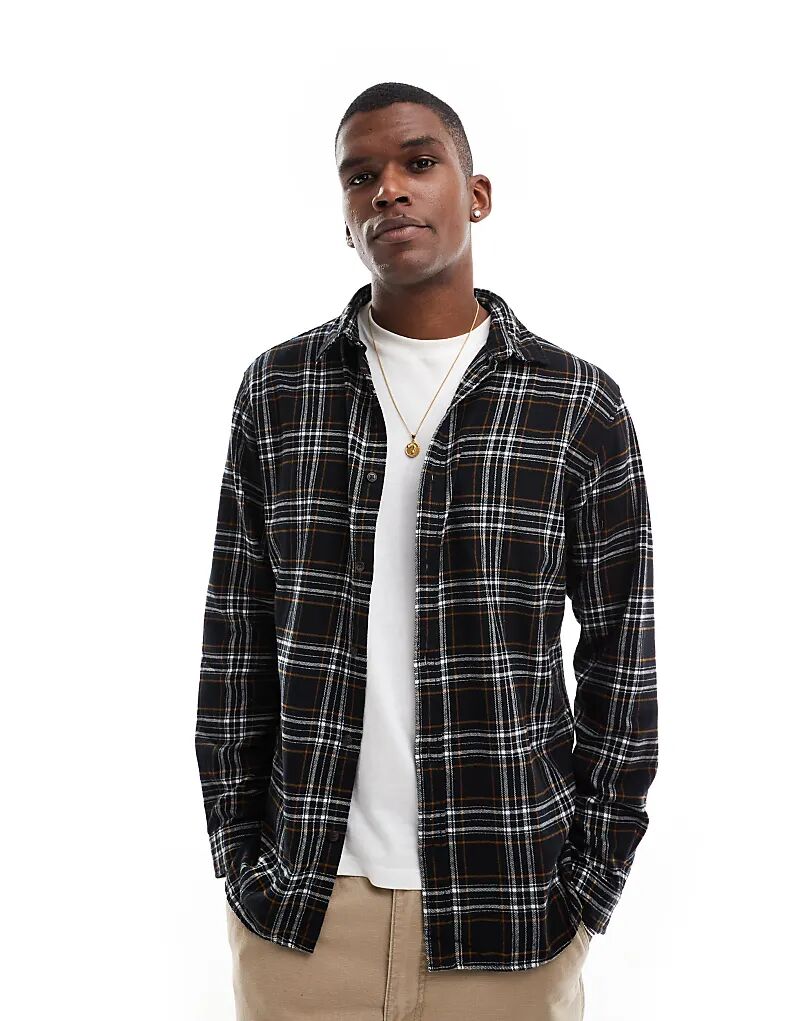 

Клетчатая фланелевая рубашка черного цвета Jack & Jones