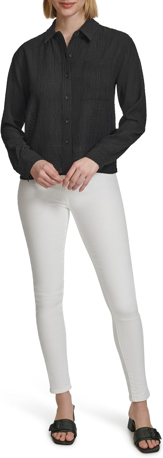 

Женская блузка Calvin Klein с длинным рукавом и застежкой на пуговицы, Black