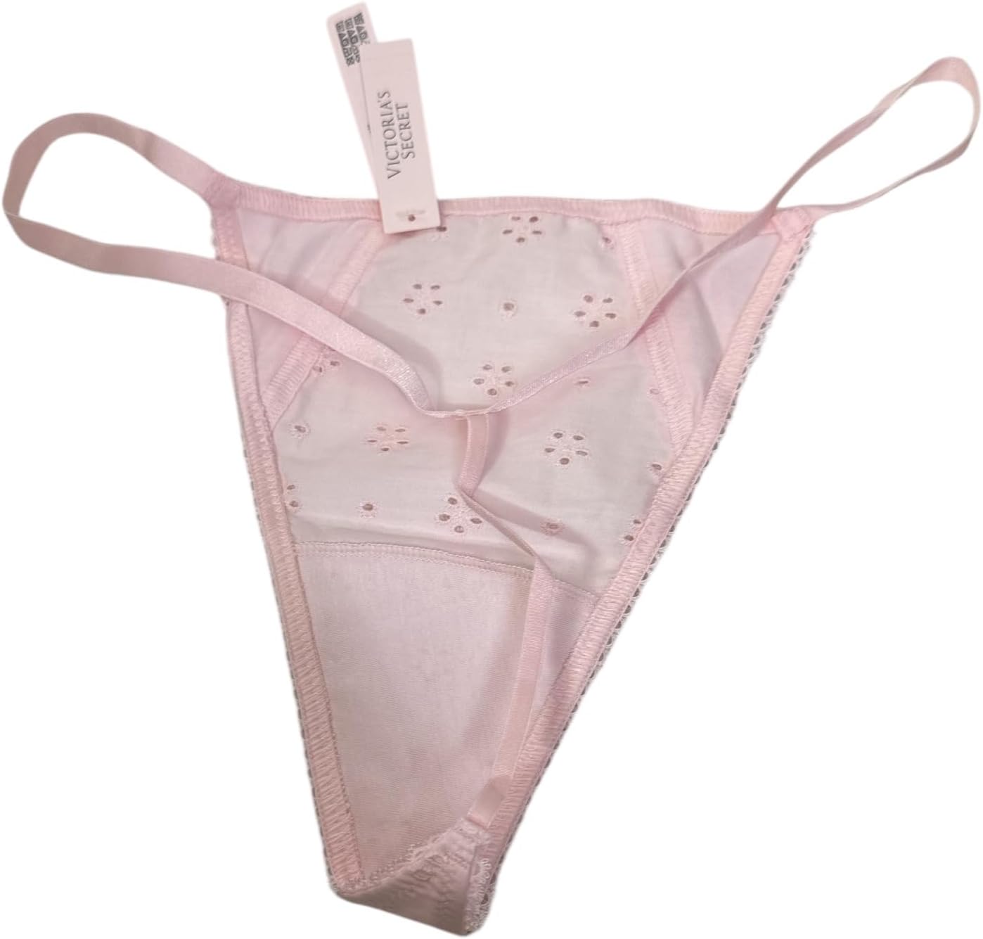 Трусики Victoria's Secret Stretch Cotton Eyelet V-String, цвет Pink New — фото 3