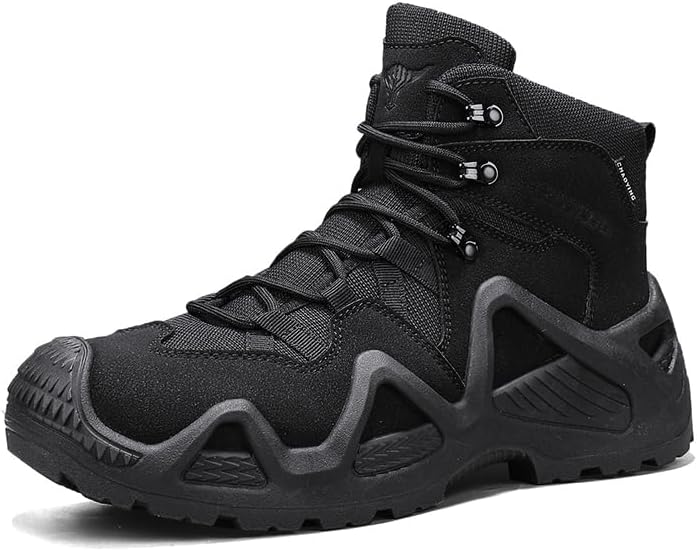 

Мужские тактические ботинки высокие водонепроницаемые походные ботинки для туризма, кемпинга и трекинга, противоскользящие, удобные, тактические кроссовки для пеших прогулок Hhhchpm, черный