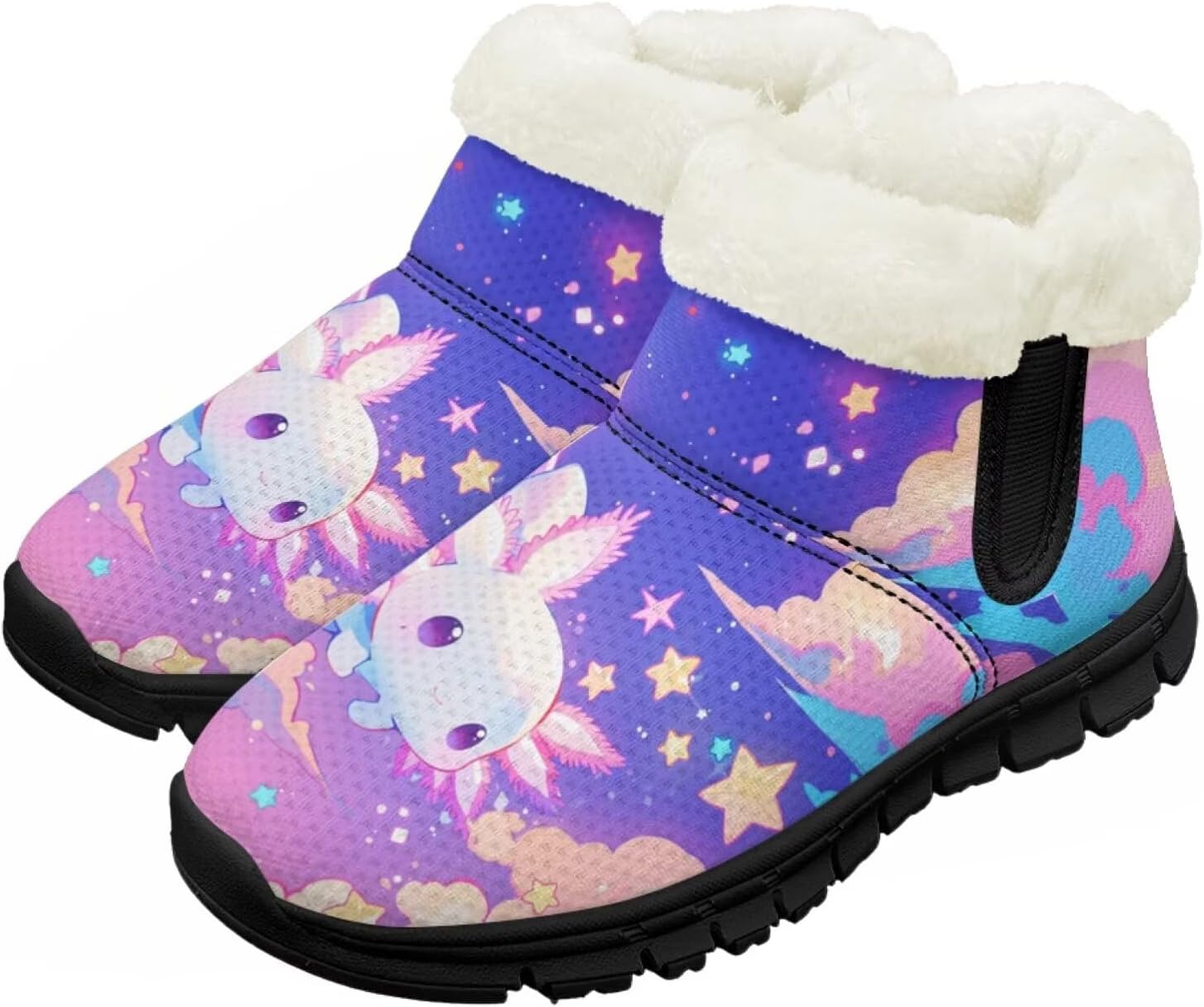 

Детские зимние ботинки, теплые, с противоскользящей подошвой, с амортизирующей мемори-пеной, спортивные, без шнурков, для бега и треккинга, зимние кроссовки Pointodoor, Axolotl Galaxy