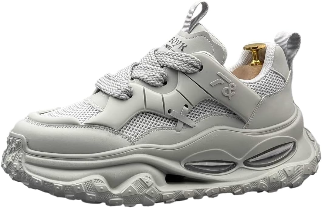 

Мужские стильные высокие кожаные кроссовки Y2K с сетчатыми вставками, удобные для повседневной носки, с увеличением роста на 5 см для ежедневной активности и уличного стиля Ctkvbmeoi, серый