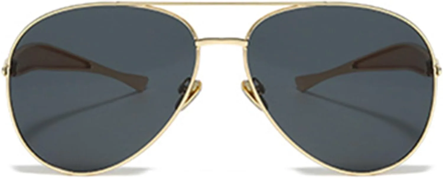 

bullabulling Ретро большие квадратные солнцезащитные очки для женщин и мужчин, винтажные очки-пилот, классические большие металлические солнцезащитные очки, Gold Gray