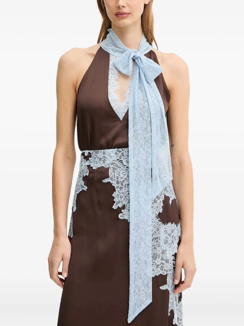 

Кружевная блузка с вырезом халтер Never Fully Dressed, коричневый