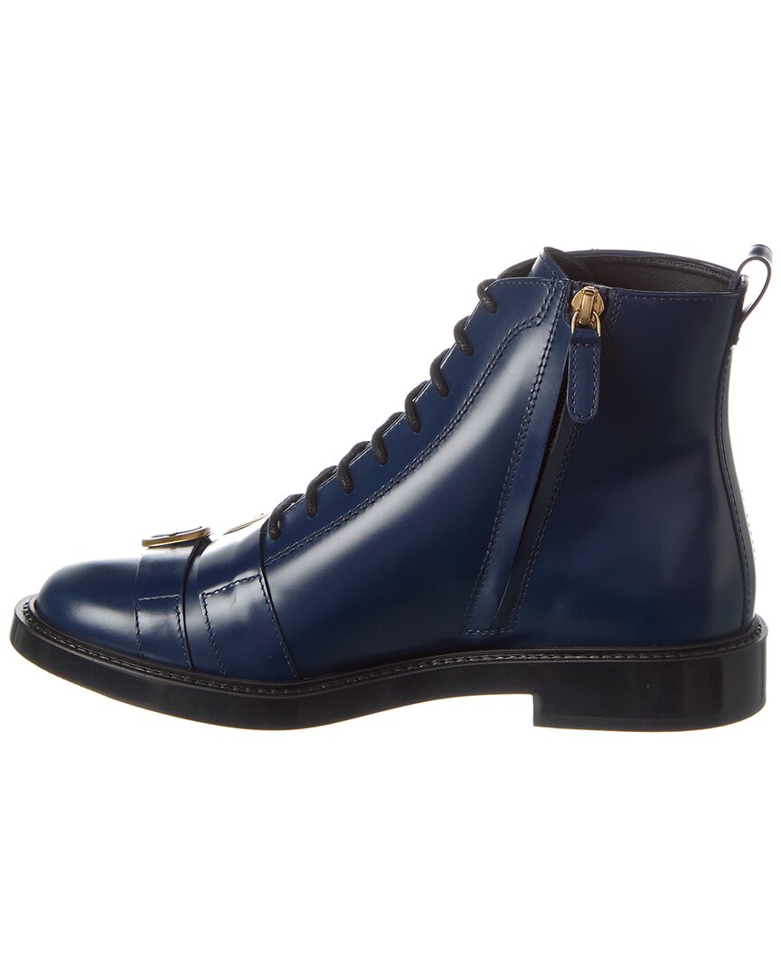 Ботинки TOD's Leather Boot на шнуровке, синий — фото 2