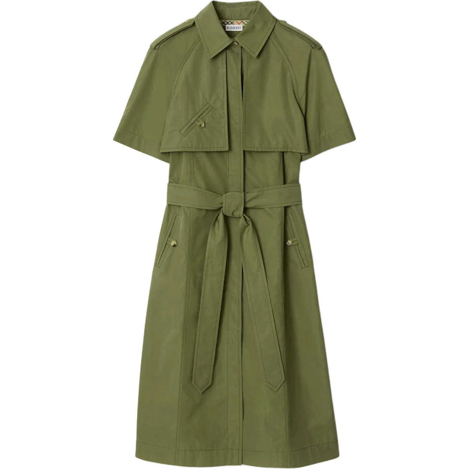 Платье миди Burberry, летнее, зеленый