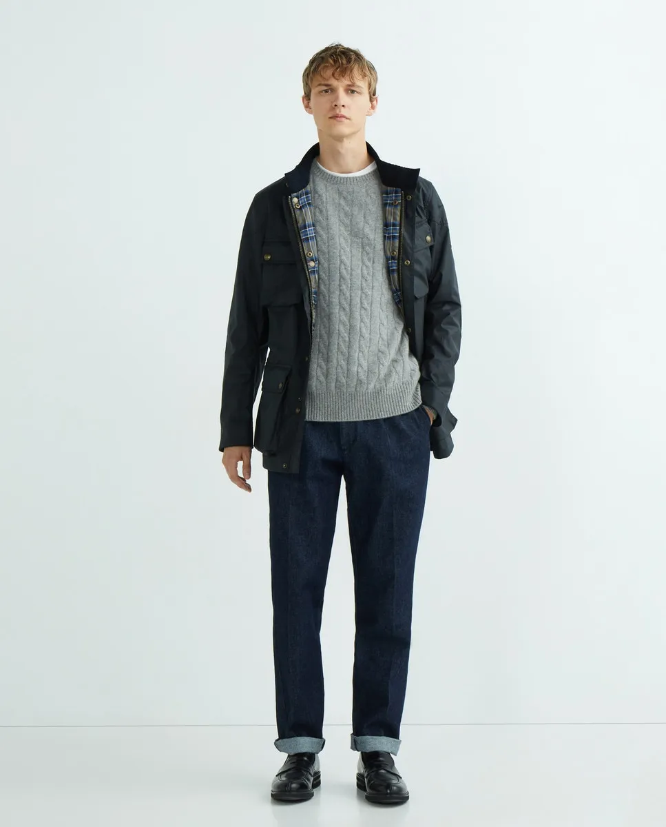 

Синее мужское пальто-куртка с четырьмя карманами Belstaff, тёмно-синий
