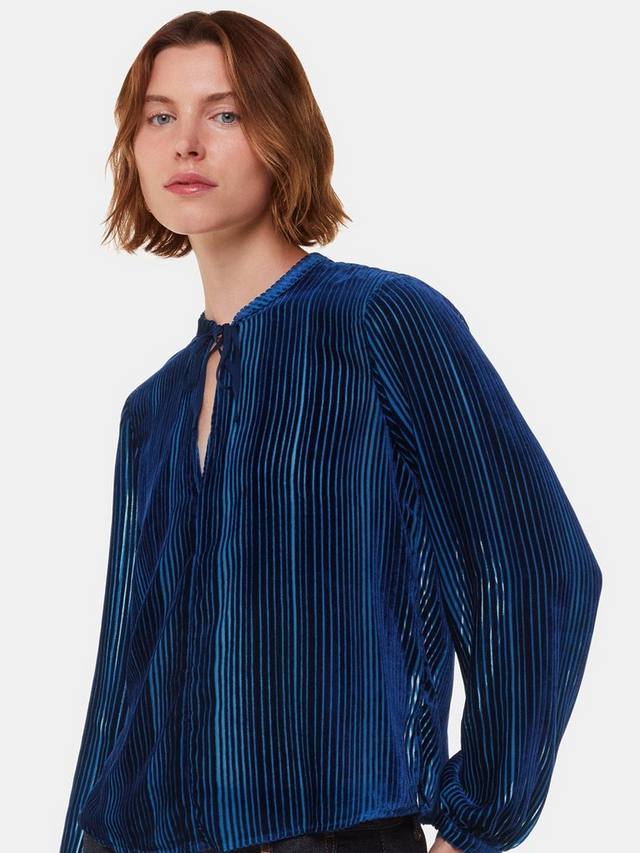 

Блузка из вельвета с узором деворе Whistles, Blue