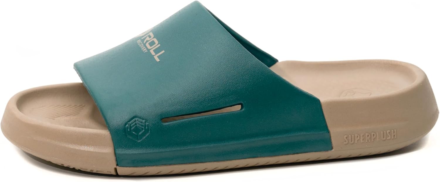 

Мужские спортивные сандалии для восстановления ROLL, Помогают снять напряжение с ахиллова сухожилия и при подошвенном фасците SUPERPLUSH Roll Recovery, зеленый