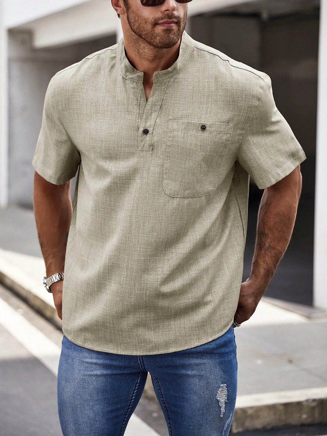 

Рубашка мужская Manfinity Homme на пуговицах, абрикосовый