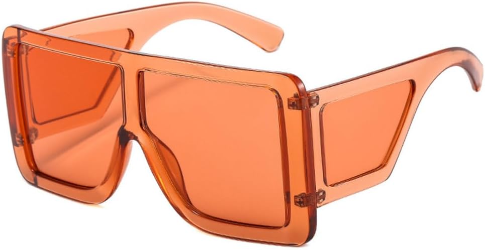 

Солнцезащитные очки One Piece для женщин, большие квадратные очки, модные серые солнцезащитные очки для мужчин, ретро-очки, защита от ультрафиолета UV400 MTZJH, C2 Orange-orange