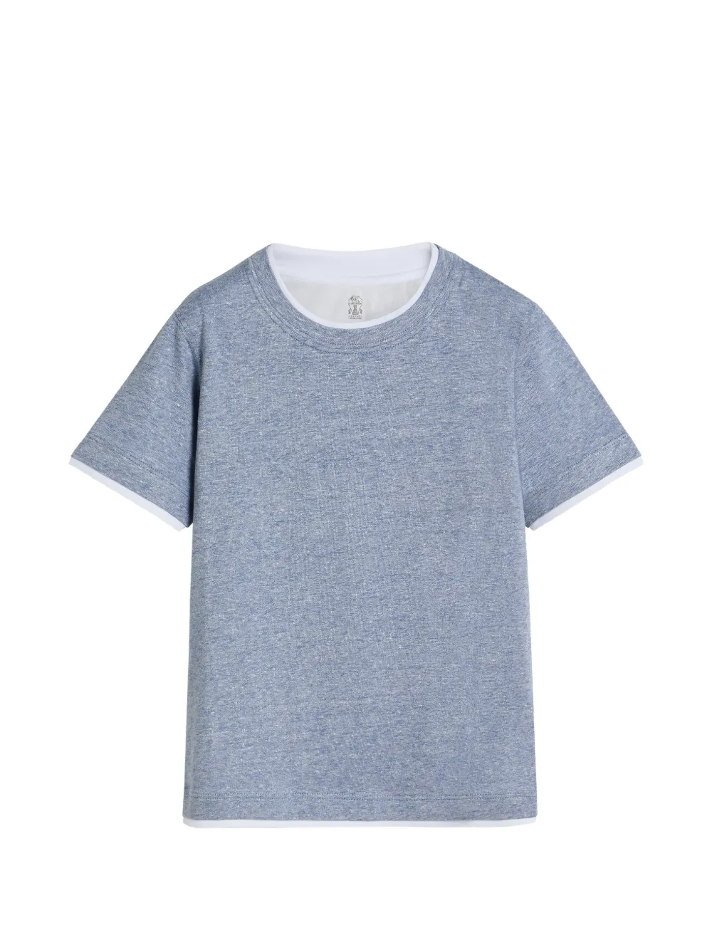 

Футболка из льняного и хлопкового джерси Brunello Cucinelli Kids, синий