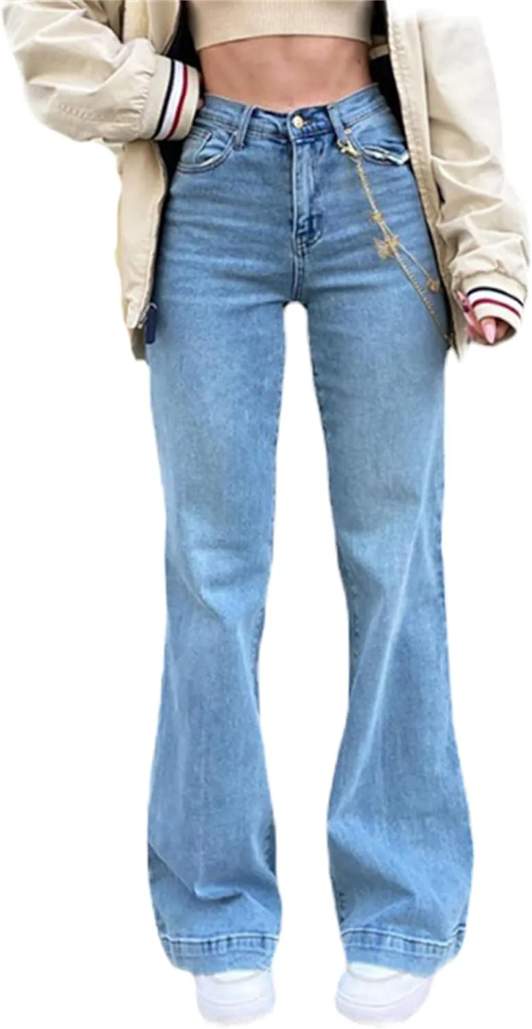 

Женские джинсы с высокой талией и расклешенными штанинами ZH8FCHAN