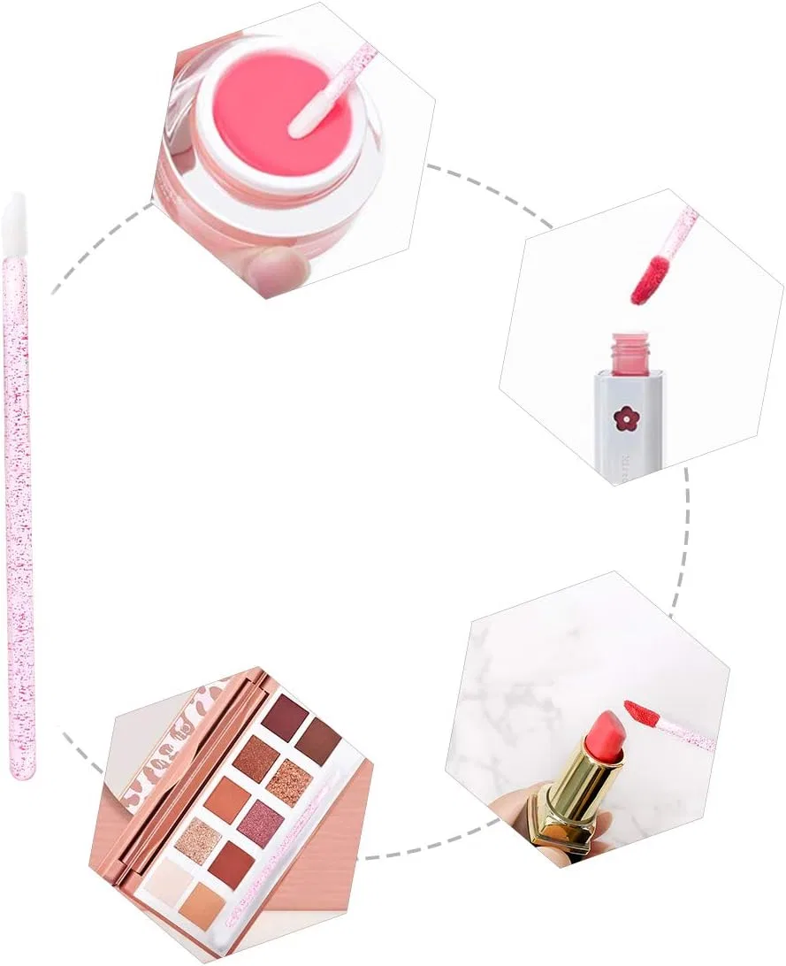 Одноразовая кисть для губ Crystal Lip Brush 100 шт Xiao Hua розовый — фото 2