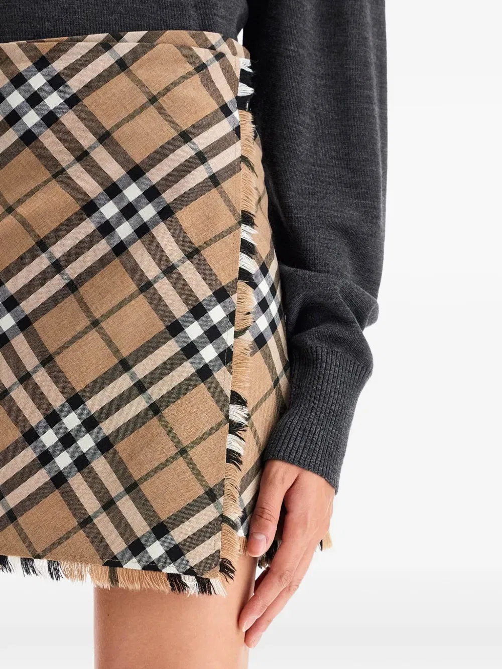 Юбка из полиэстеровой смеси Burberry, мини, нейтральный — фото 3