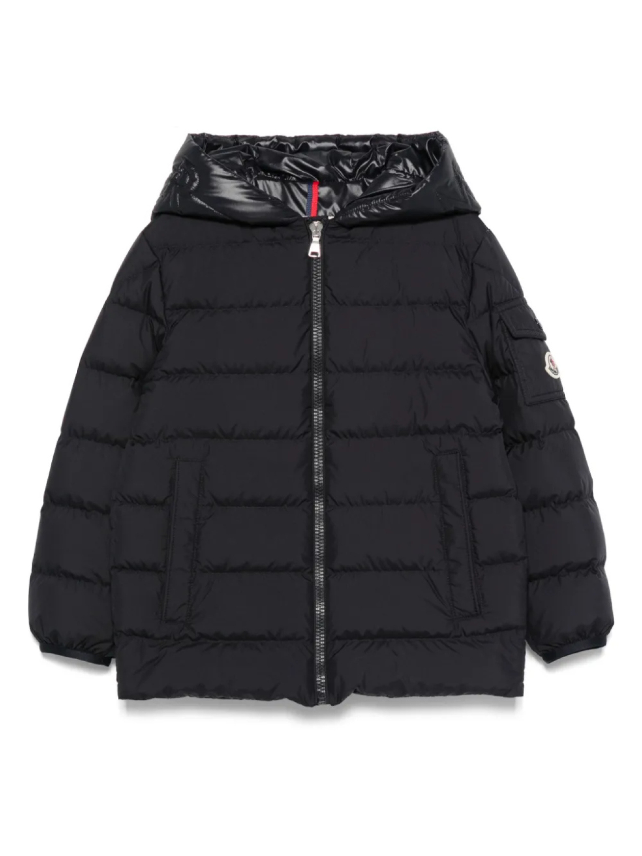 

Moncler Enfant пуховик с нашивкой-логотипом, синий