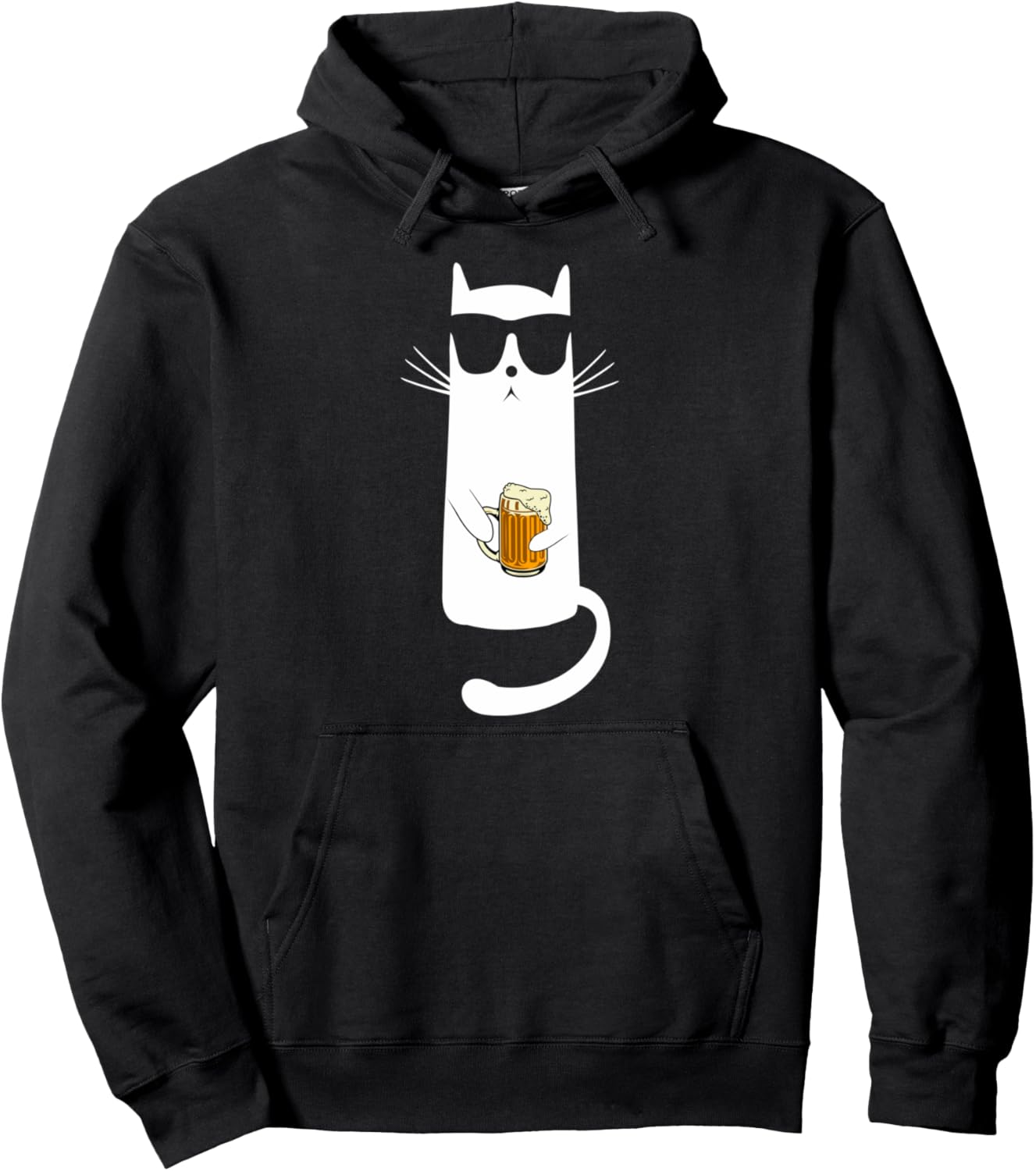 

Худи с забавным котом, пьющим пиво и носящим солнцезащитные очки Funny Cat Wearing Sunglasses, черный