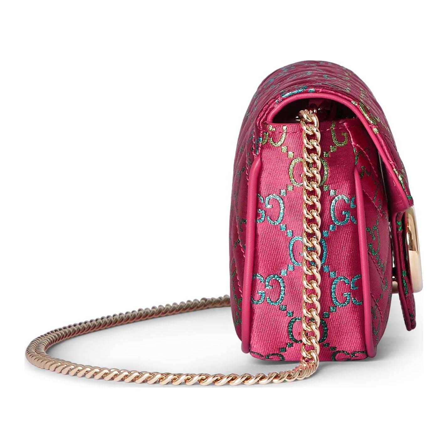 Женская сумка через плечо GUCCI GG Marmont Canvas Extra Mini, розовая — фото 2