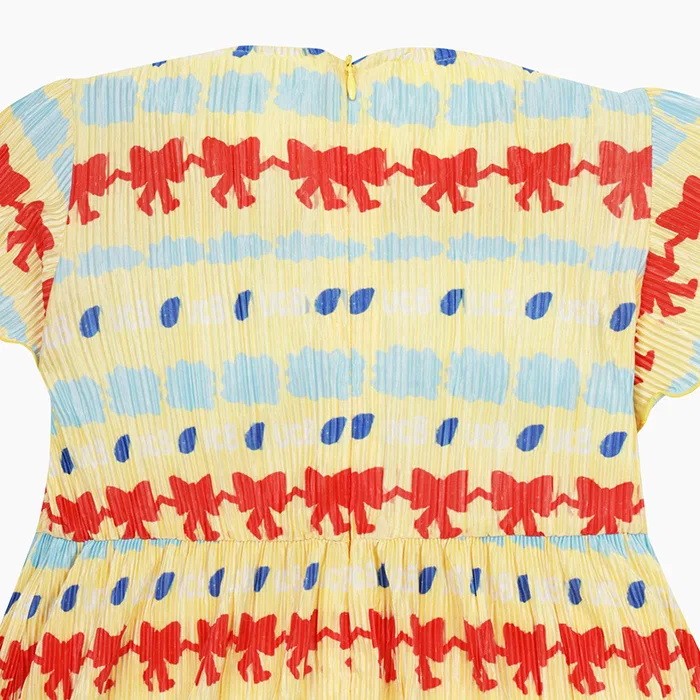 Детское плиссированное платье жёлтое от Benetton Kids — фото 4