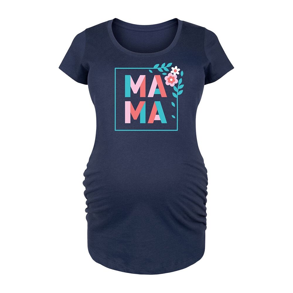 

Футболка с цветочным принтом Mama для беременных, темно-синий