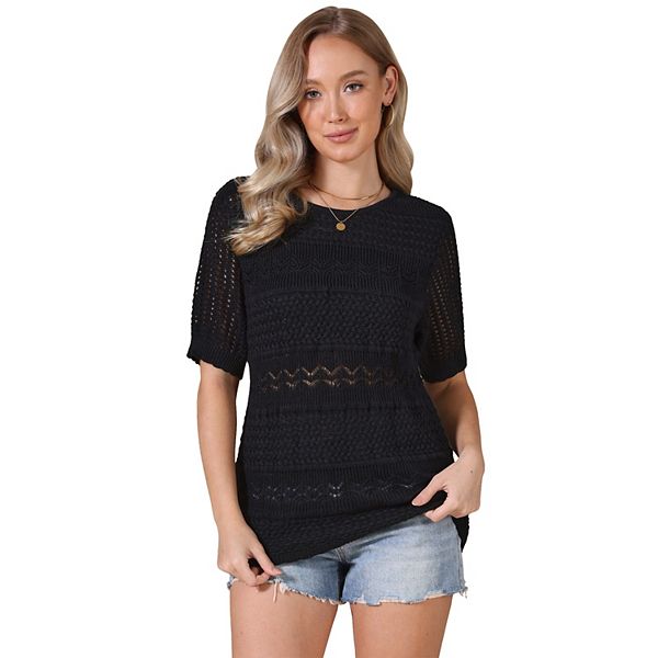 

Летний свитер-пуловер с коротким рукавом Inspire Chic, Black