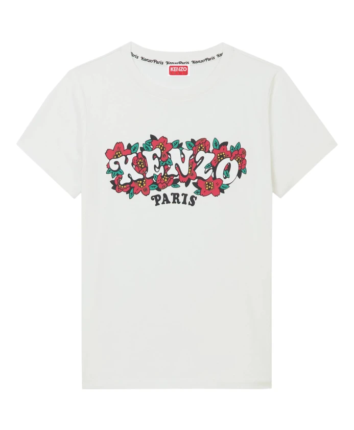 

Хлопковая футболка с анимационным принтом Kenzo, белый