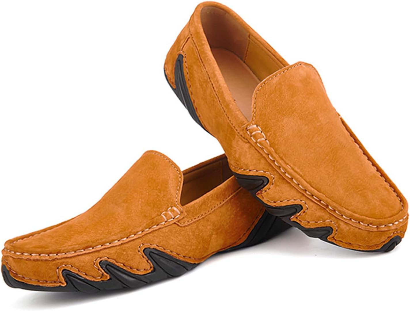 

Мужские ручной работы замшевые лоферы с пенни, нескользящая мягкая подошва, слипоны-мокасины для повседневной носки, удобные деловые обувь для работы, прогулок и вождения Etoryoox, коричневый