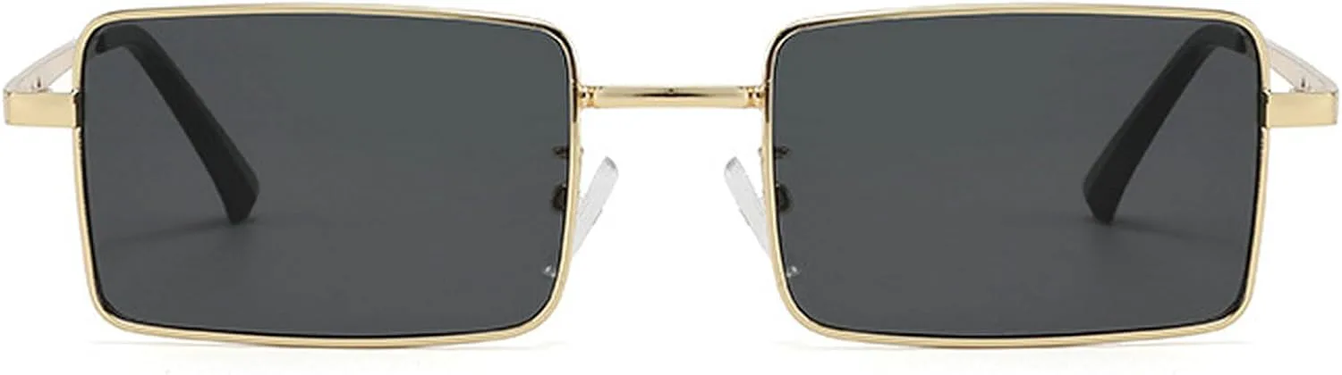 

Солнцезащитные очки в стиле ретро: квадратные, женские и мужские, прямоугольные, винтажная металлическая оправа, защита от УФ-излучения mincl, Gold Black