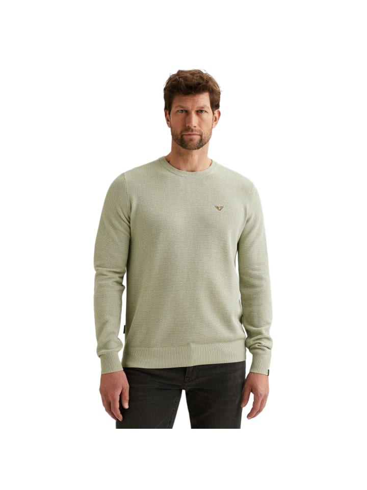 

Свитер из хлопка и модала с R-образным вырезом, зеленый PME Legend