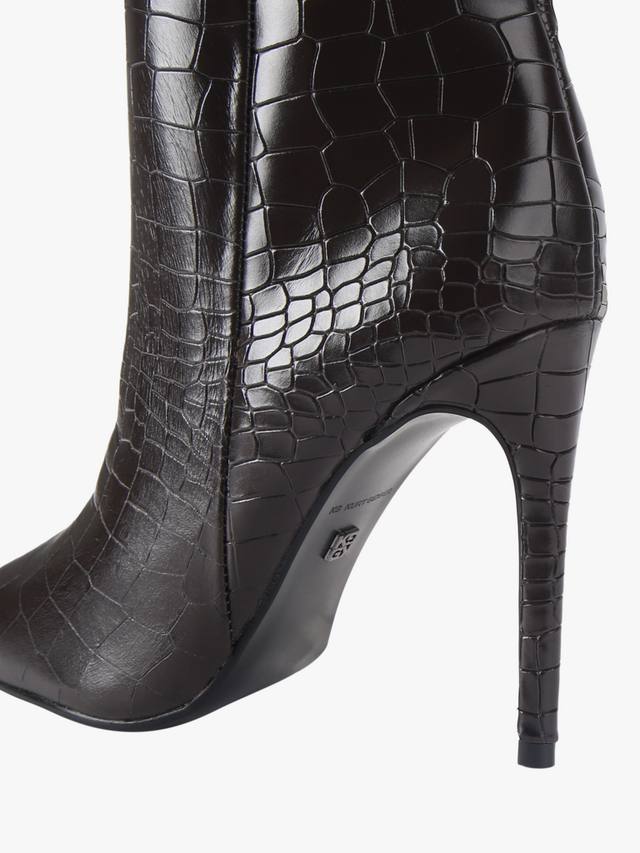 Кожаные сапоги до колена на шпильке Tassa KG Kurt Geiger, Brown — фото 4