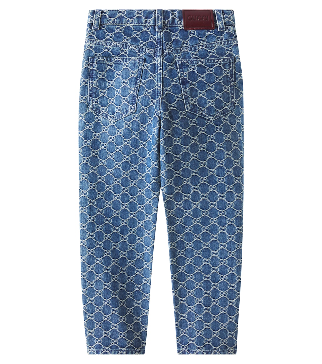GG джинсы прямого кроя из денима с жаккардом Gucci Kids, Deep Azure — фото 4