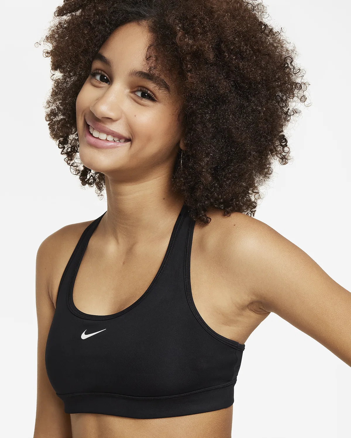 Детский спортивный бюстгальтер Nike Swoosh, Black/White — фото 3