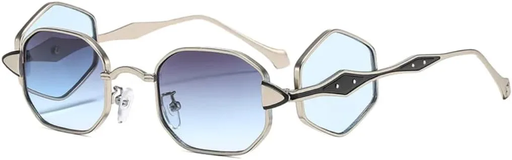 

Панк-солнцезащитные очки для женщин, сексуальные, с двойными линзами, металлическая оправа, градиентные линзы, защита от УФ-излучения UV400 HHZZYVY, Silver-grayblue