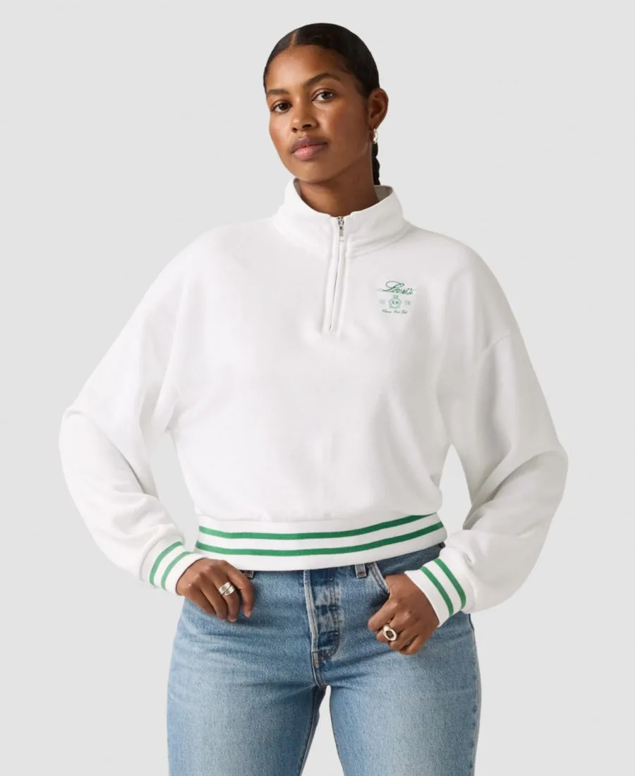 Женская футболка с круглым вырезом и длинными рукавами Levi's, 1/4 zip crest levis bright белый