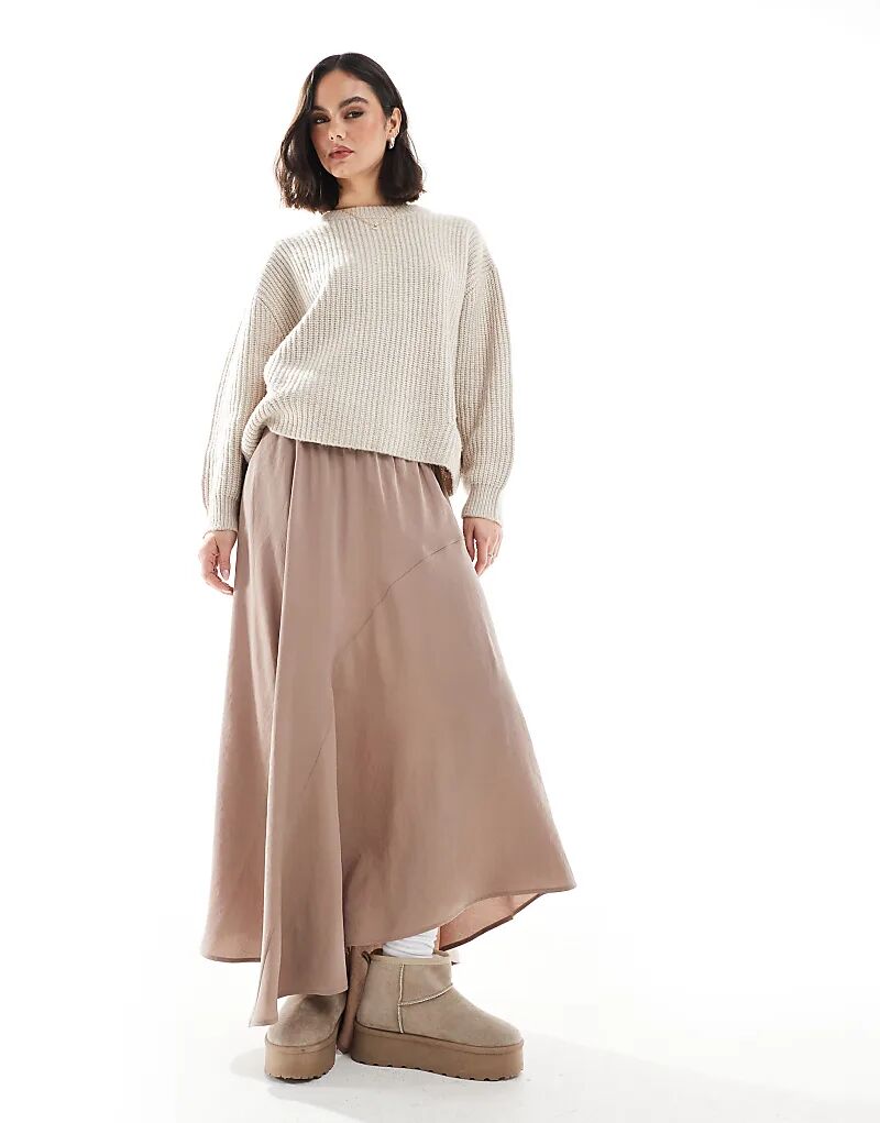 

Асимметричная юбка миди из купро коричневого цвета ASOS DESIGN