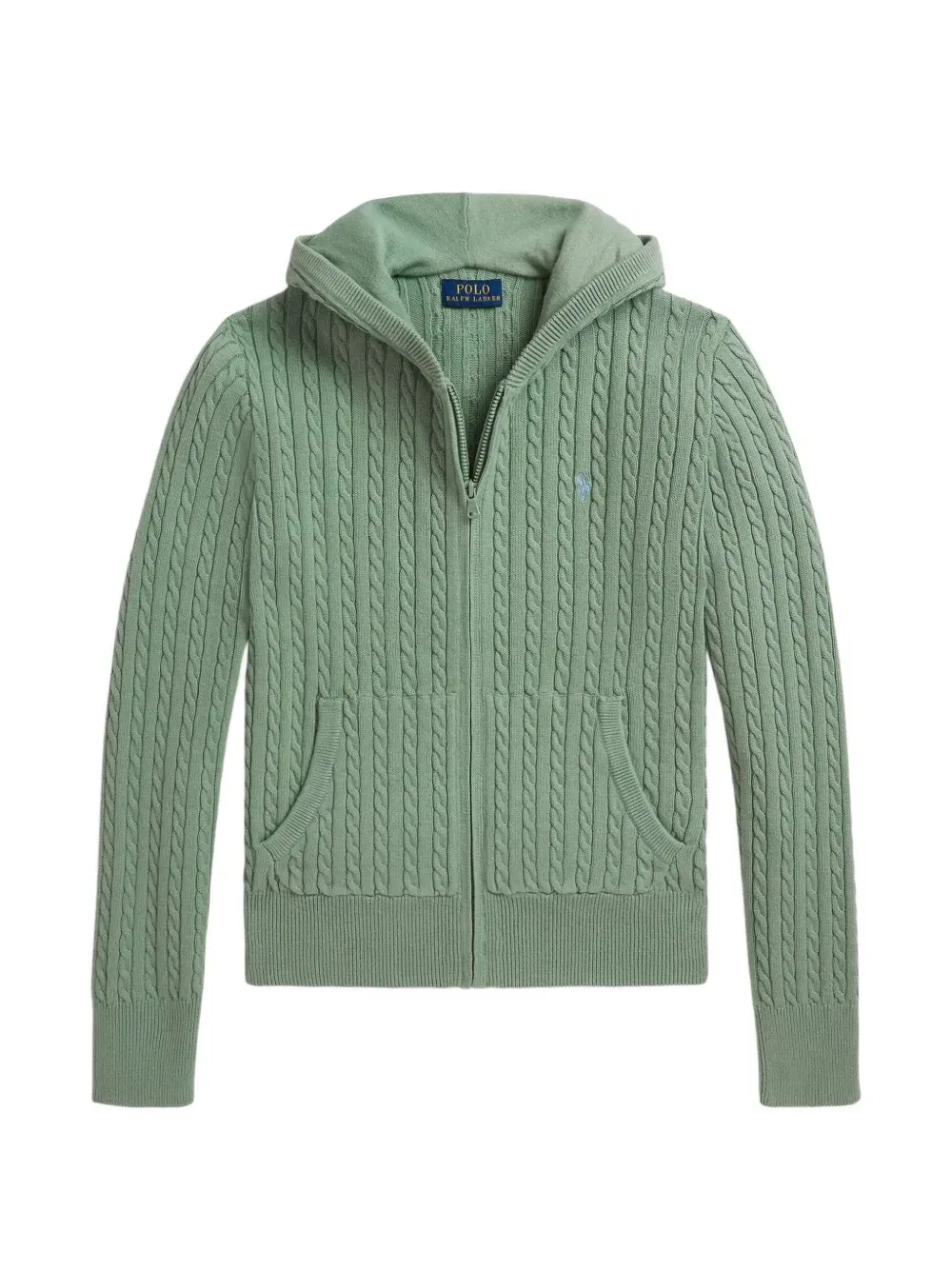 Худи из хлопка с мини-косами Polo Ralph Lauren Kids, зеленый