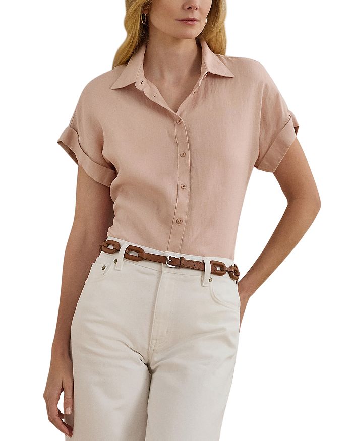 

Льняная рубашка с рукавом долман на пуговицах, Regular & Petite Ralph Lauren, розовый