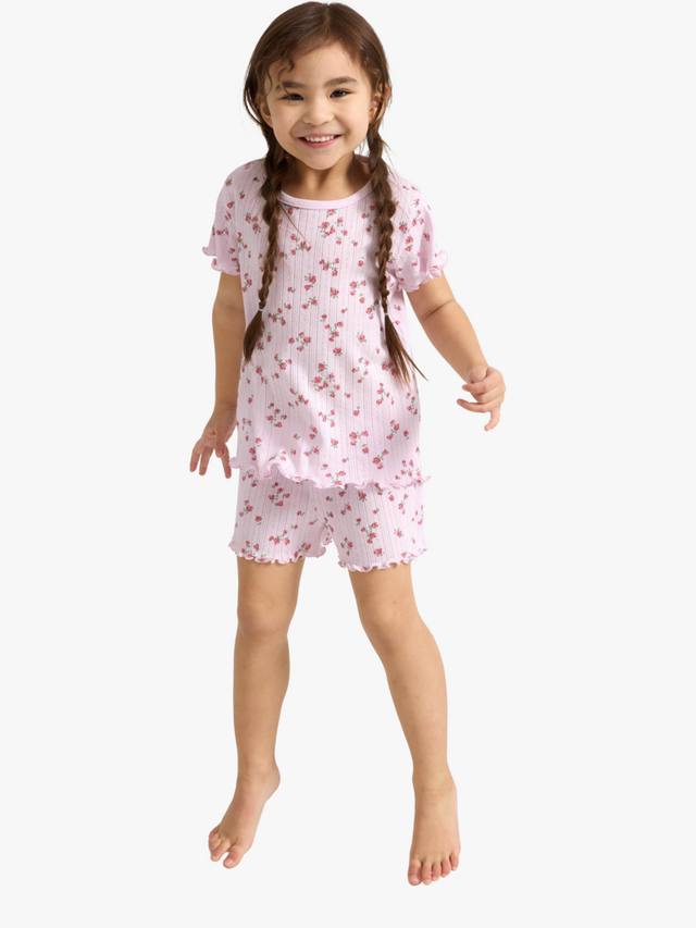 

Детский хлопковый комплект пижамы с цветочным принтом шорти Lindex, Light Lilac