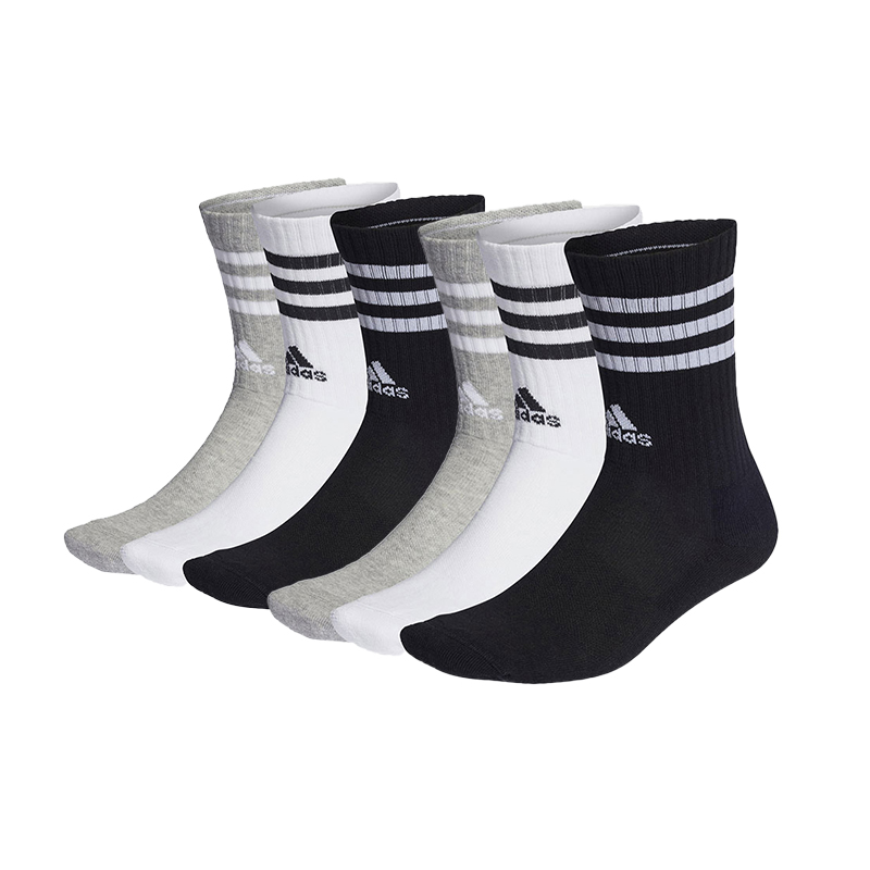 Носки до середины икры Унисекс 3 пары Adidas, 3 пары (Серый+Чёрный+Белый) — фото 2