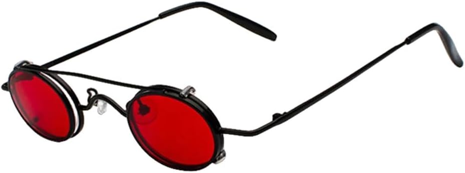 

Солнцезащитные очки в стиле стимпанк с откидными овальными линзами, ретро-стиль, съемная клипса, двойного назначения, тонированные зеркальные линзы, защита от ультрафиолета UV400 generic, Black Red