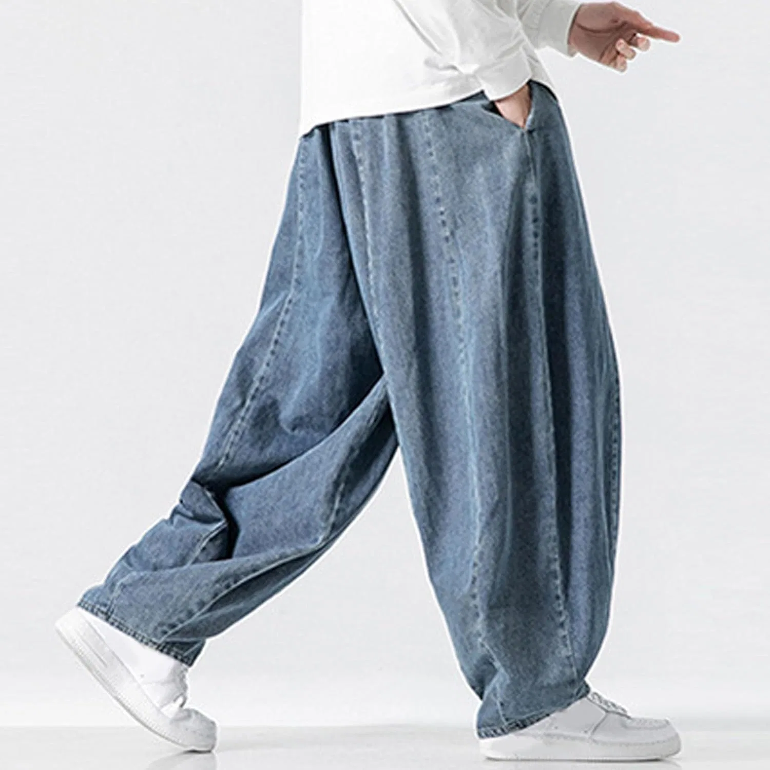 Джинсы свободные, Oversized, Light Blue — фото 3
